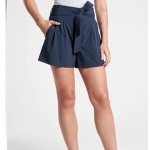 Athleta Tie Waist Shorts Blue Size 4 Womens‎ Pockets Casual Everyday
